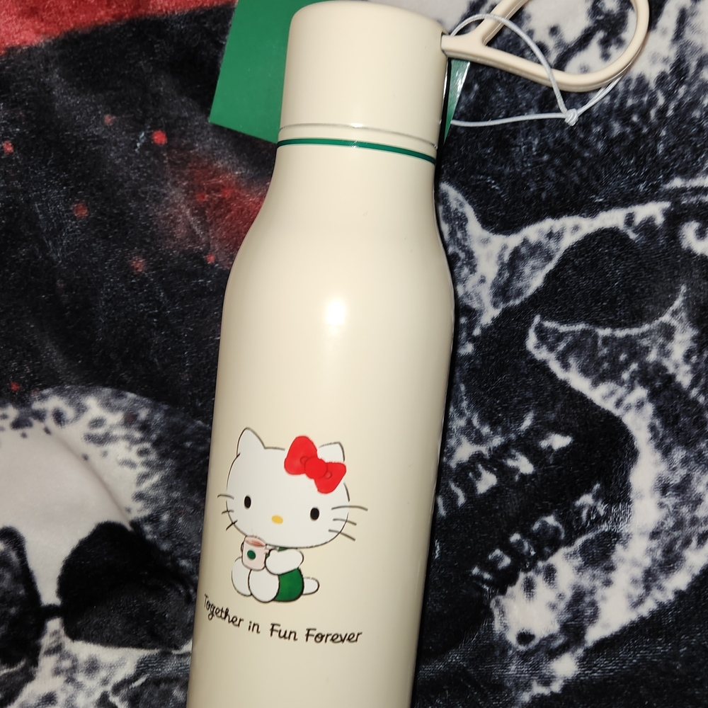 Starbucks Cream and Red Hello Kitty Thermos